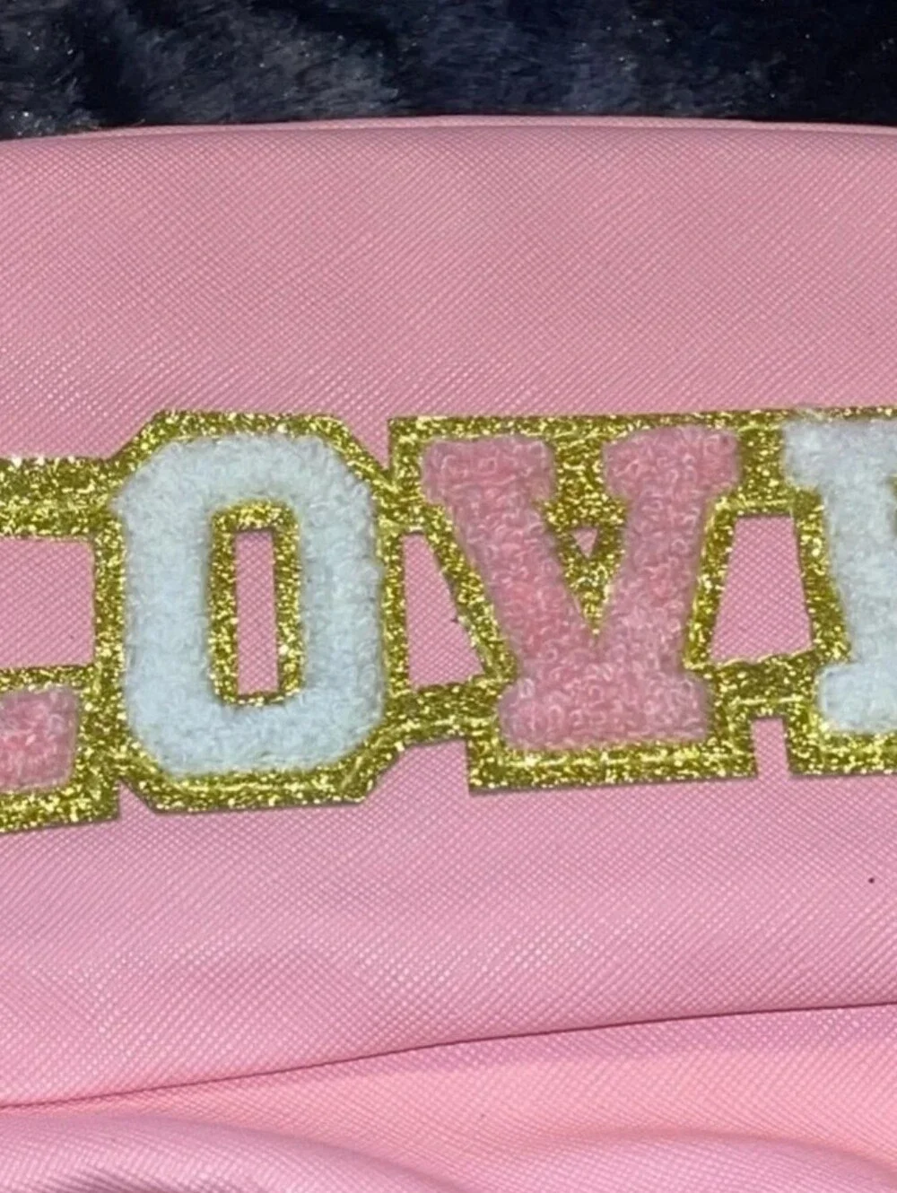 Pink LOVE Embellished Cosmetic Pouch